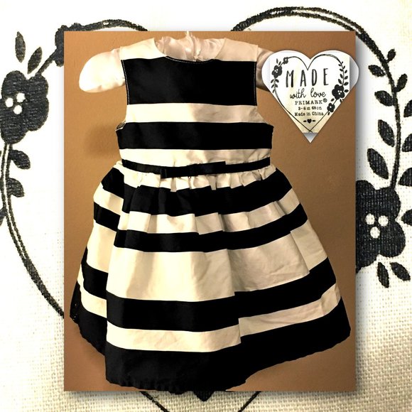 PRIMARK "Made with Love" Navy & White Dress   3-6M - Picture 1 of 12